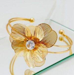 Bracelete flor dourada